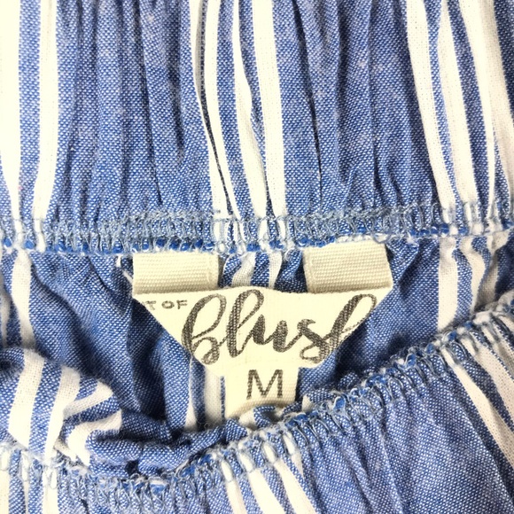 Hint of Blush Striped Off The Shoulder Romper Sz M - Picture 6 of 7